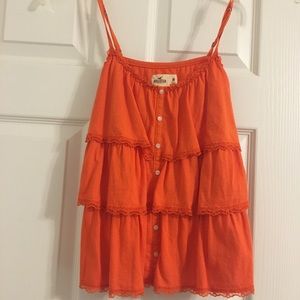 Hollister bright orange ruffle top